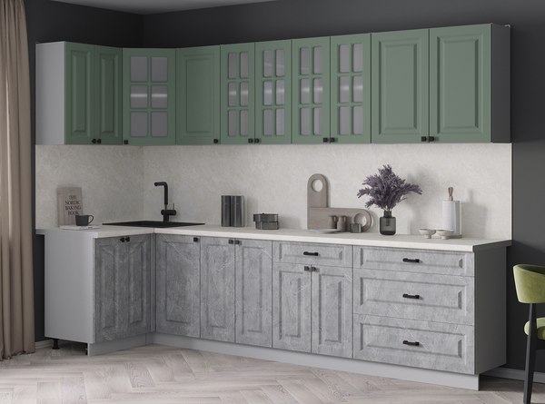 Кухонный гарнитур Интерлиния Мила Деко 1.2x3.0