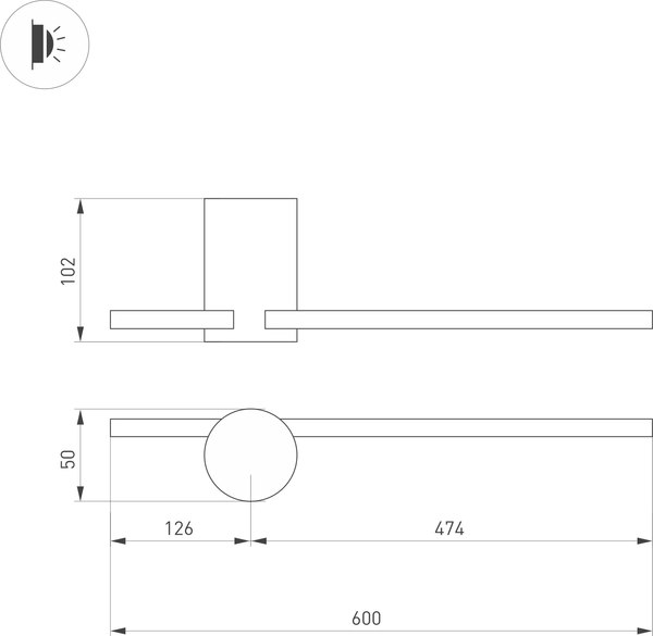 Бра Arlight SP-VINCI-S600x55-7W Warm3000 WH 110deg / 035683