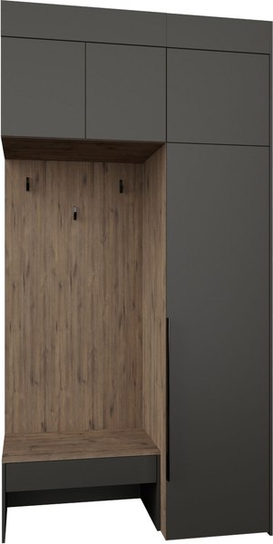 Секция в прихожую Рэйгрупп Рэй P245-B1-WK В1 (дуб веллингтон/кобальт) - фото