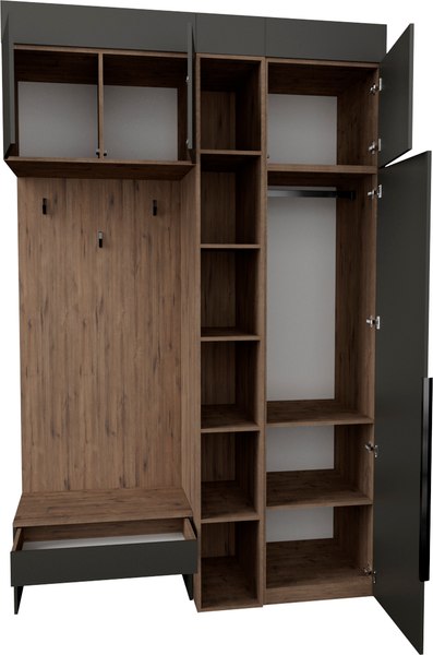 Секция в прихожую Рэйгрупп Рэй P245-B2-WKW В2 (дуб веллингтон/кобальт)