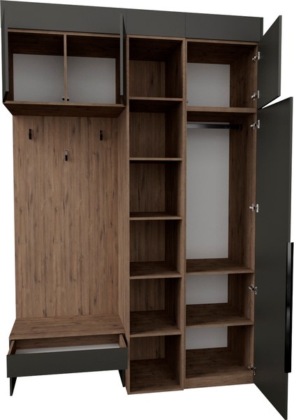 Секция в прихожую Рэйгрупп Рэй P245-B3-WKW В3 (дуб веллингтон/кобальт)