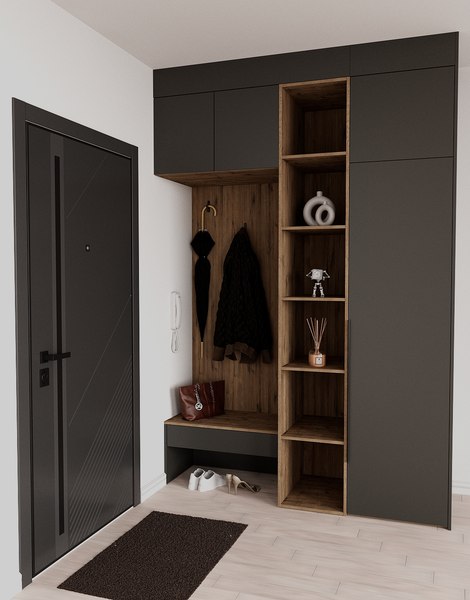 Секция в прихожую Рэйгрупп Рэй P245-B3-WKW В3 (дуб веллингтон/кобальт)