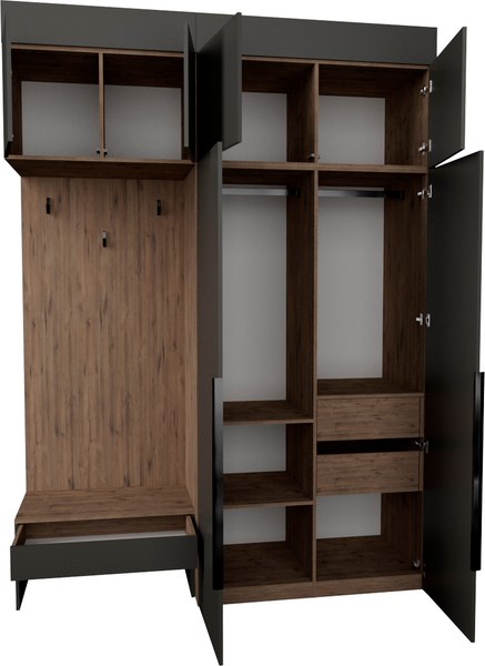 Секция в прихожую Рэйгрупп Рэй P245-B4-2-WK В4-2 (дуб веллингтон/кобальт)