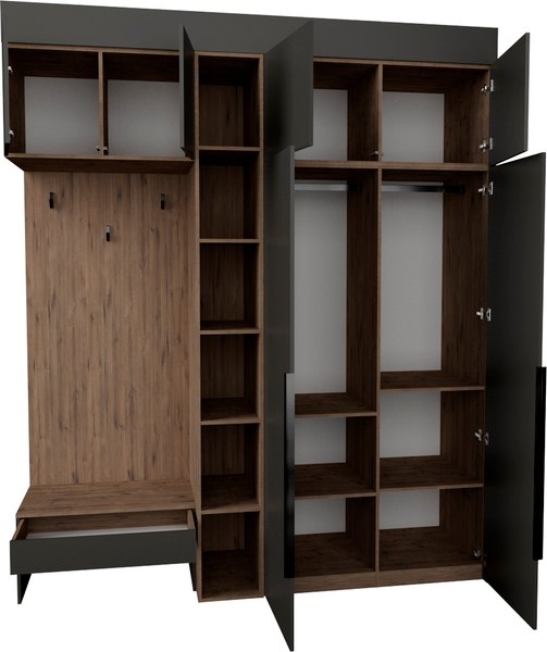 Секция в прихожую Рэйгрупп Рэй P245-B5-1-WKW В5-1 (дуб веллингтон/кобальт)