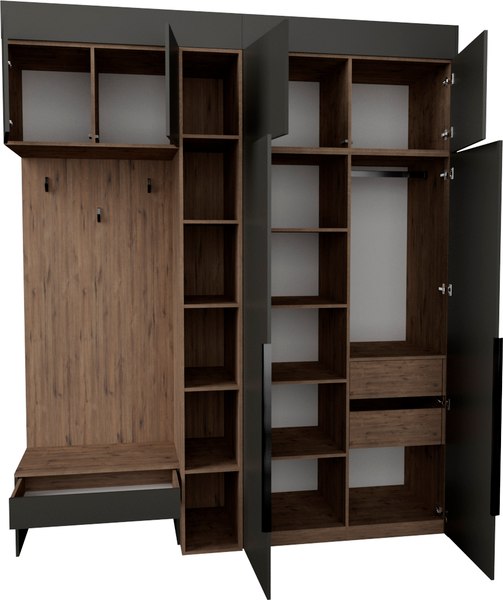 Секция в прихожую Рэйгрупп Рэй P245-B5-2-WKW В5-2 (дуб веллингтон/кобальт)