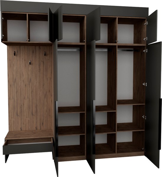 Секция в прихожую Рэйгрупп Рэй P245-B7-1-WK В7-1 (дуб веллингтон/кобальт)