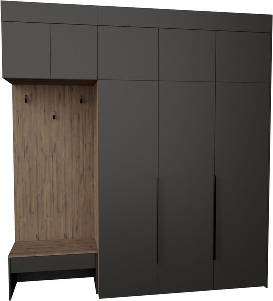 Секция в прихожую Рэйгрупп Рэй P245-B7-2-WK В7-2 (дуб веллингтон/кобальт) - фото