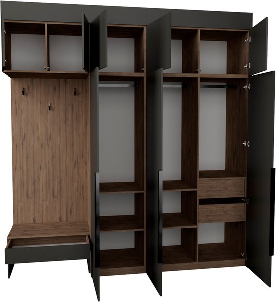 Секция в прихожую Рэйгрупп Рэй P245-B7-2-WK В7-2 (дуб веллингтон/кобальт)