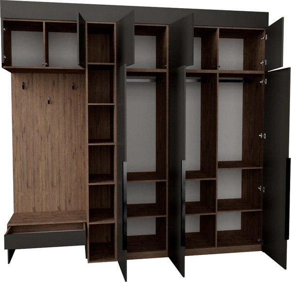 Секция в прихожую Рэйгрупп Рэй P245-B8-1-WKW В8-1 (дуб веллингтон/кобальт)