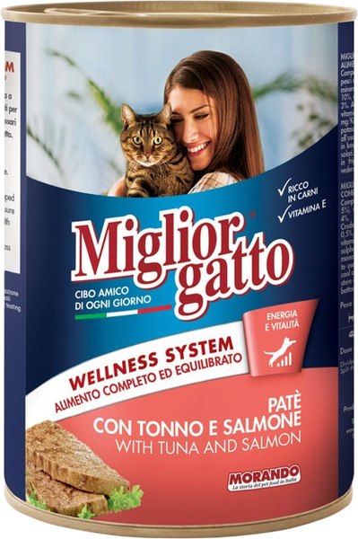 Влажный корм для кошек Miglior Gatto Паштет с лососем и тунцом - фото