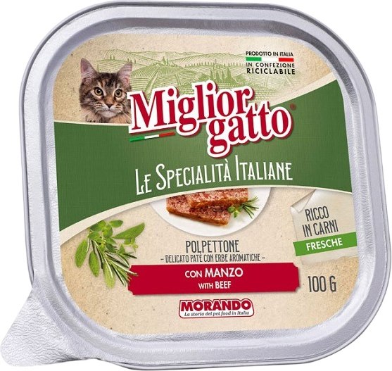 Влажный корм для кошек Miglior Le Specialita Italiane Паштет с говядиной - фото