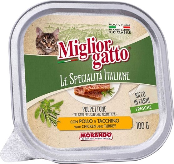 Влажный корм для кошек Miglior Le Specialita Italiane Паштет с курицей и индейкой - фото