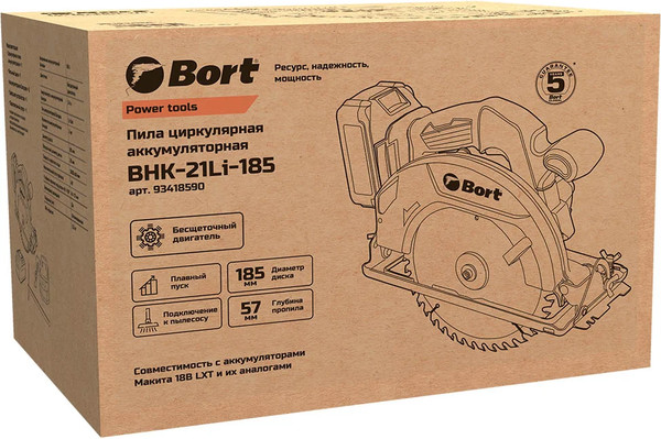 Дисковая пила Bort BHK-21Li-185 (93418590)
