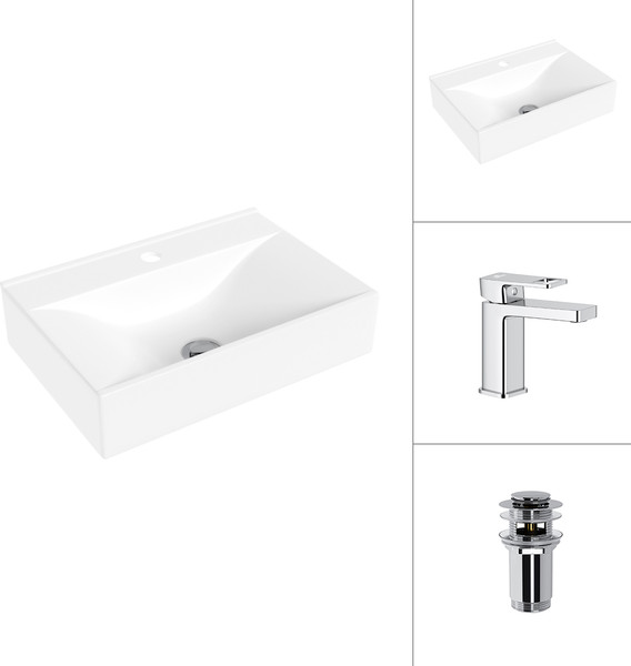 Умывальник со смесителем Lauter 21887B + Cascade 21СК655C с донным клапаном 21190CH - фото