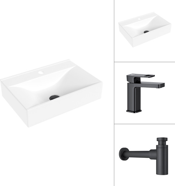 Умывальник со смесителем Lauter 21887B + Cascade 21СК655BS с сифоном 21635B - фото