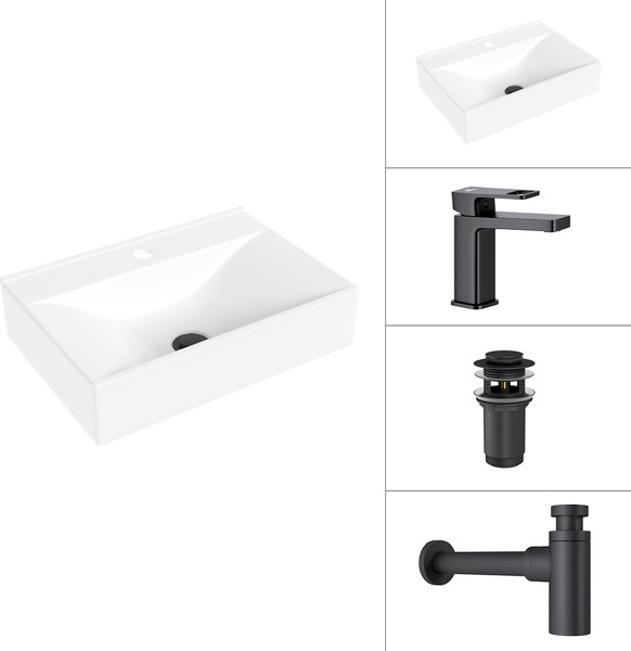 Умывальник со смесителем Lauter 21887B + Cascade 21СК655BS + сифон 21635B + донный клапан 21190B - фото