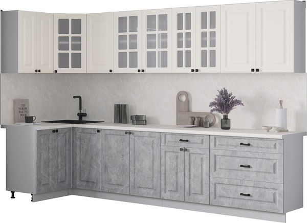 Кухонный гарнитур Интерлиния Мила Деко 1.2x3.2 - фото