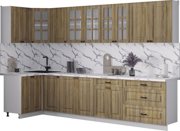 Кухонный гарнитур Интерлиния Мила Деко 1.2x3.2 - фото