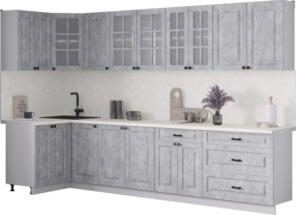 Кухонный гарнитур Интерлиния Мила Деко 1.2x3.2 - фото