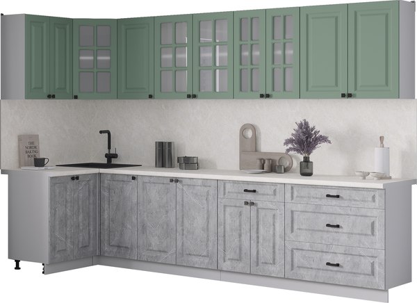 Кухонный гарнитур Интерлиния Мила Деко 1.2x3.2 - фото