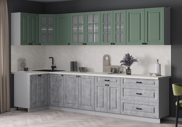 Кухонный гарнитур Интерлиния Мила Деко 1.2x3.2