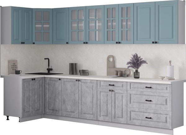 Кухонный гарнитур Интерлиния Мила Деко 1.2x3.2 - фото