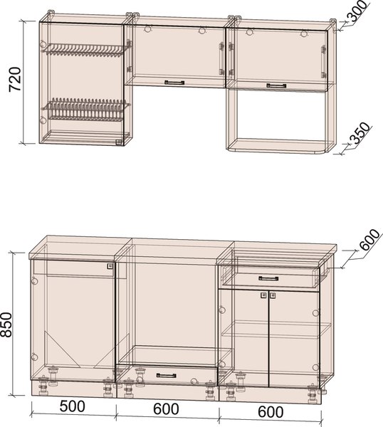 Кухонный гарнитур Интерлиния Мила Деко 1.7