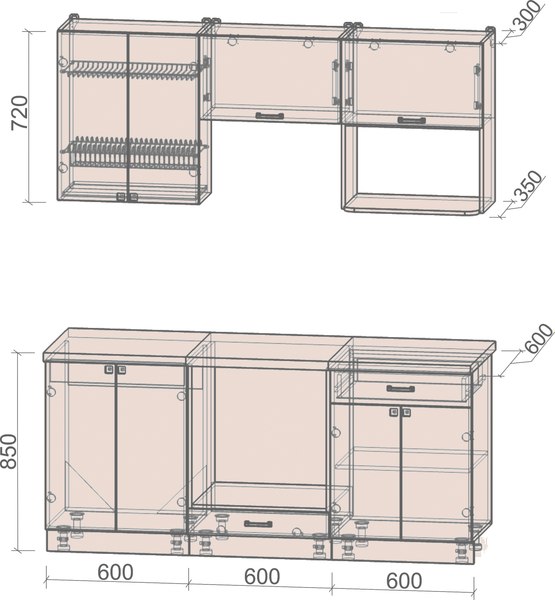 Кухонный гарнитур Интерлиния Мила Деко 1.8