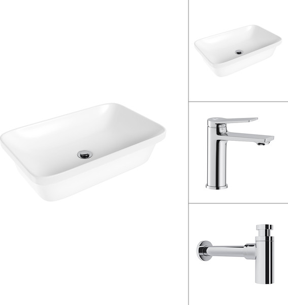 Умывальник со смесителем Lauter 21370 + Silk 21CK572С с сифоном 21635CH - фото