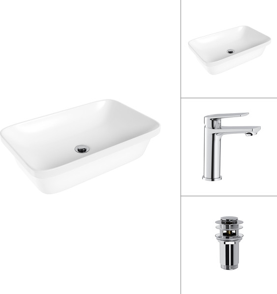 Умывальник со смесителем Lauter 21370 + Sky 21CK533C с донным клапаном 21190CH - фото
