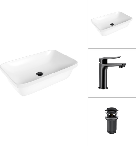 Умывальник со смесителем Lauter 21370 + Sky 21СК533BS с донным клапаном 21190B - фото