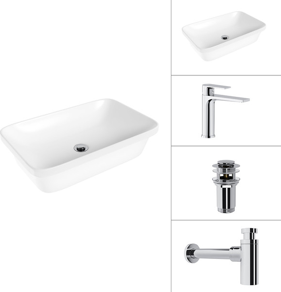 Умывальник со смесителем Lauter 21370 + Reef 21CK678C + сифон 21635CH + донный клапан 21190CH - фото