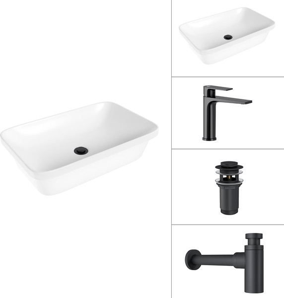 Умывальник со смесителем Lauter 21370 + Reef 21CK678BS + сифон 21635B + донный клапан 21190B - фото