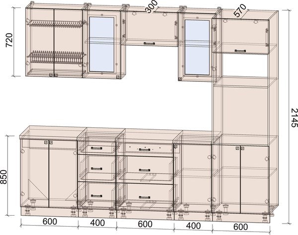 Кухонный гарнитур Интерлиния Мила Деко 2.6