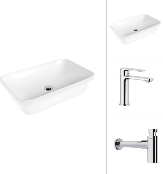 Умывальник со смесителем Lauter 21370 + Moon 21СK691C с сифоном 21635CH - фото