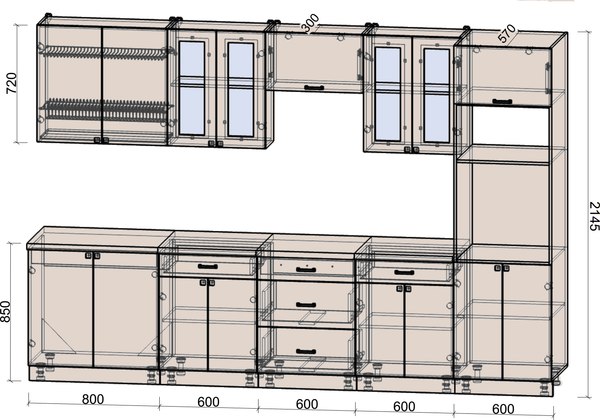 Кухонный гарнитур Интерлиния Мила Деко 3.2