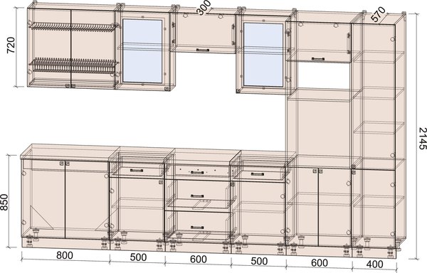 Кухонный гарнитур Интерлиния Мила Деко 3.4
