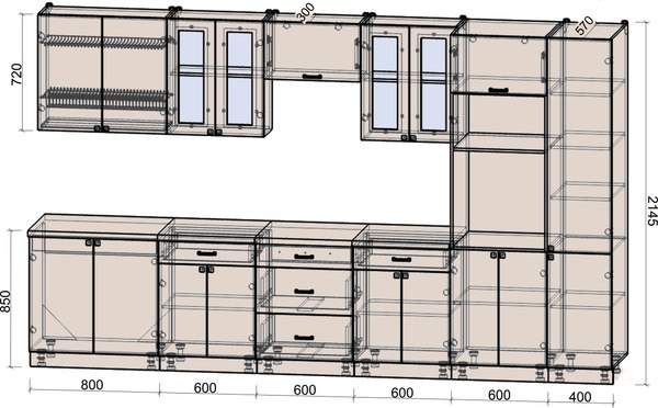 Кухонный гарнитур Интерлиния Мила Деко 3.6