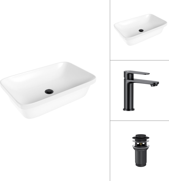 Умывальник со смесителем Lauter 21370 + Moon 21СК691BS с донным клапаном 21190B - фото