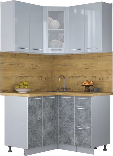 Кухонный гарнитур Интерлиния Мила Пластик 1.2x1.2 - фото