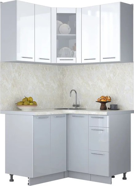 Кухонный гарнитур Интерлиния Мила Пластик 1.2x1.2 - фото