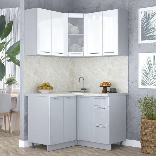 Кухонный гарнитур Интерлиния Мила Пластик 1.2x1.2