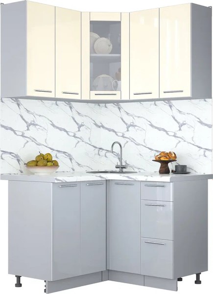 Кухонный гарнитур Интерлиния Мила Пластик 1.2x1.2 - фото