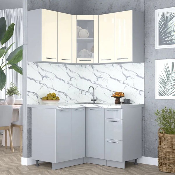 Кухонный гарнитур Интерлиния Мила Пластик 1.2x1.2