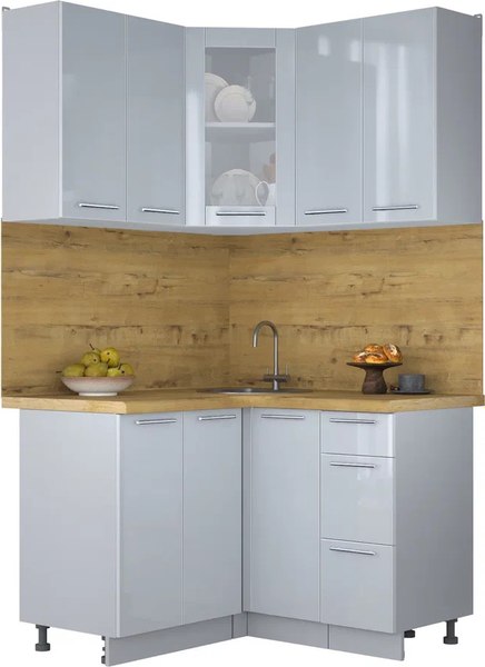 Кухонный гарнитур Интерлиния Мила Пластик 1.2x1.2 - фото