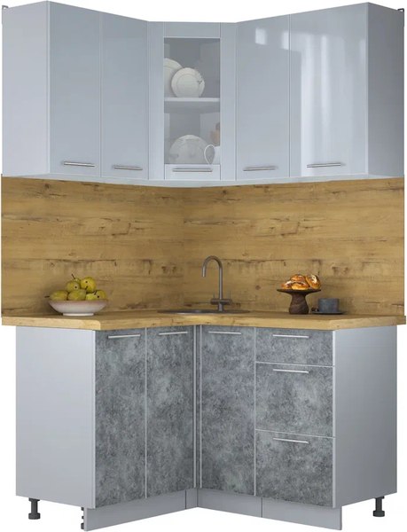 Кухонный гарнитур Интерлиния Мила Пластик 1.2x1.3 - фото