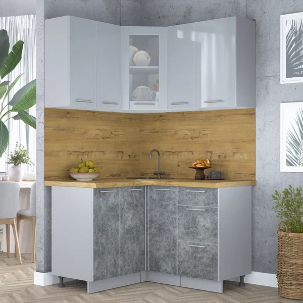 Кухонный гарнитур Интерлиния Мила Пластик 1.2x1.3