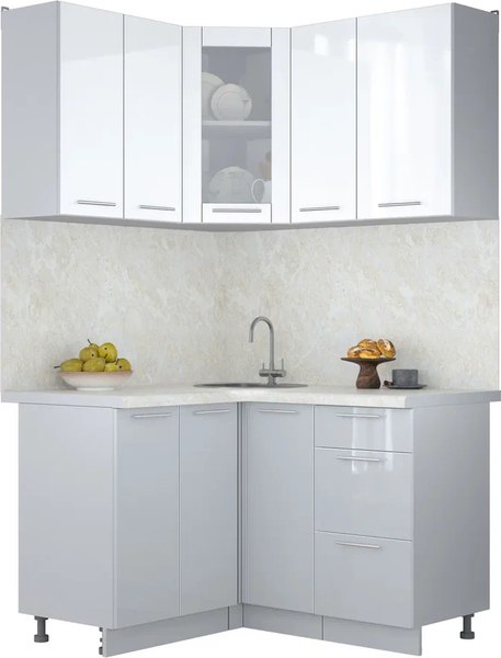 Кухонный гарнитур Интерлиния Мила Пластик 1.2x1.3 - фото