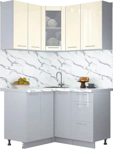 Кухонный гарнитур Интерлиния Мила Пластик 1.2x1.3 - фото
