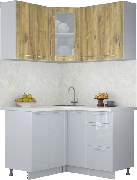 Кухонный гарнитур Интерлиния Мила Пластик 1.2x1.3 - фото